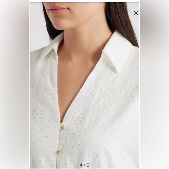 Sam Edelman Ivory White Eyelet Collared Maxi Dress Women size 6 lined Wedding - Picture 12 of 14